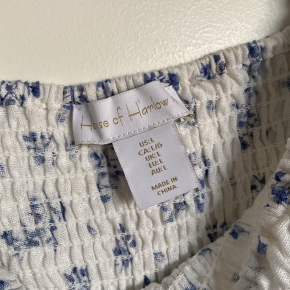 House of Harlow Midi Dress Blue White Floral
Smocked Puffed Sleeves - large - Picture 2 of 11